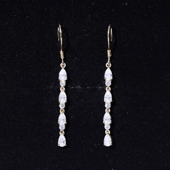 Pear and Round Cut Moissanite Dangle Earrings with Fish Hook