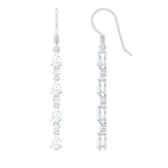 Pear and Round Cut Moissanite Dangle Earrings with Fish Hook