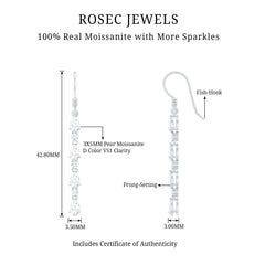 Pear and Round Cut Moissanite Dangle Earrings with Fish Hook