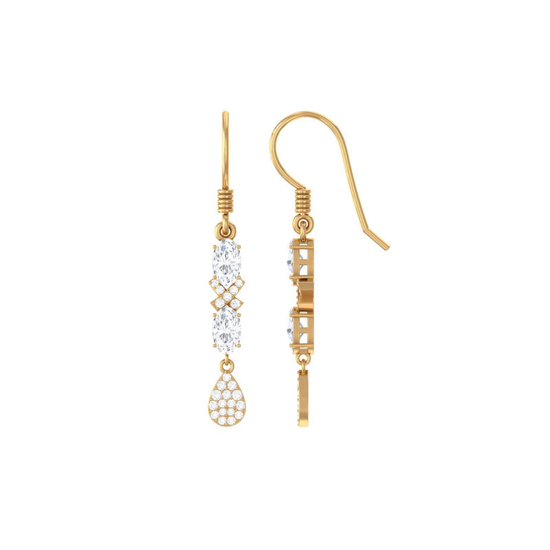 1.5 CT Round and Oval Cut Moissanite Dangle Earrings