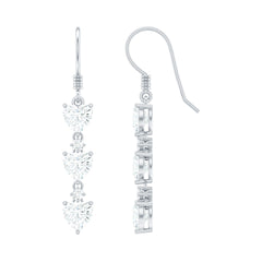 2 CT Heart and Round Shape Moissanite Dangle Earrings