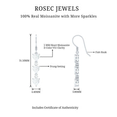 2 CT Heart and Round Shape Moissanite Dangle Earrings