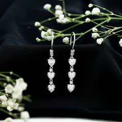 2 CT Heart and Round Shape Moissanite Dangle Earrings