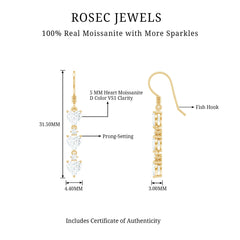 2 CT Heart and Round Shape Moissanite Dangle Earrings