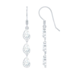Certified Moissanite Dangling Wedding Earrings for Bride