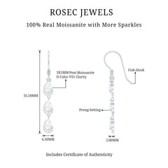 Certified Moissanite Dangling Wedding Earrings for Bride