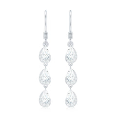 Certified Moissanite Dangling Wedding Earrings for Bride