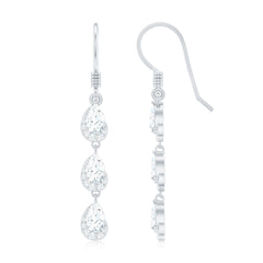 Certified Moissanite Dangling Wedding Earrings for Bride