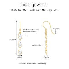 Certified Moissanite Dangling Wedding Earrings for Bride