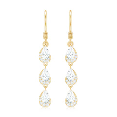 Certified Moissanite Dangling Wedding Earrings for Bride