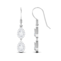 1 CT Pear and Round Cut Moissanite Dangle Earrings