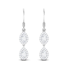 1 CT Pear and Round Cut Moissanite Dangle Earrings