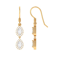 1 CT Pear and Round Cut Moissanite Dangle Earrings