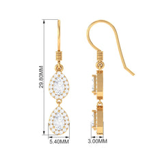 1 CT Pear and Round Cut Moissanite Dangle Earrings