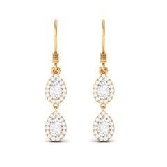 1 CT Pear and Round Cut Moissanite Dangle Earrings