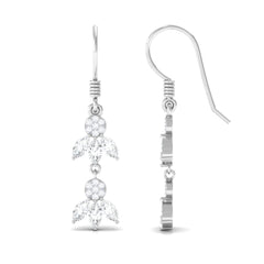 Certified Moissanite Dangling Earrings with Fish Hook