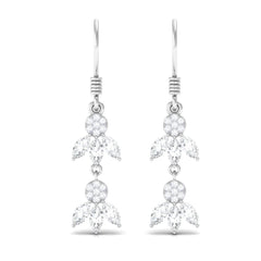 Certified Moissanite Dangling Earrings with Fish Hook