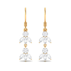 Certified Moissanite Dangling Earrings with Fish Hook