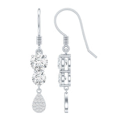 1.75 CT Moissanite Minimal Dangle Earrings in Gold
