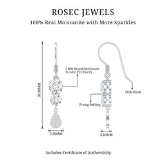 1.75 CT Moissanite Minimal Dangle Earrings in Gold