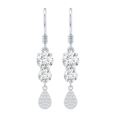 1.75 CT Moissanite Minimal Dangle Earrings in Gold