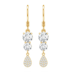 1.75 CT Moissanite Minimal Dangle Earrings in Gold