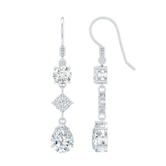 Certified Moissanite Bridal Dangle Earrings with Fish Hook