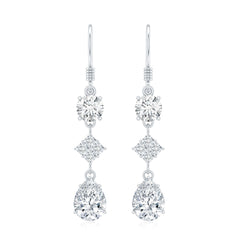 Certified Moissanite Bridal Dangle Earrings with Fish Hook