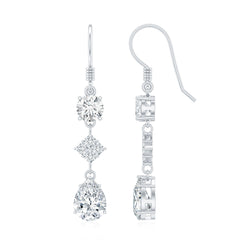 Certified Moissanite Bridal Dangle Earrings with Fish Hook