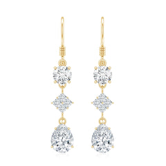Certified Moissanite Bridal Dangle Earrings with Fish Hook