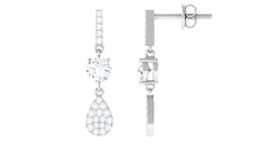 1 CT Round Cut Moissanite Classic Dangle Drop Earrings