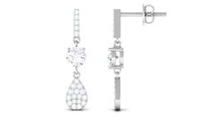 1 CT Round Cut Moissanite Classic Dangle Drop Earrings