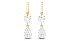 1 CT Round Cut Moissanite Classic Dangle Drop Earrings