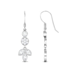 1.75 CT Marquise and Round Cut Moissanite Leaf Dangle Earrings