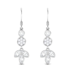 1.75 CT Marquise and Round Cut Moissanite Leaf Dangle Earrings