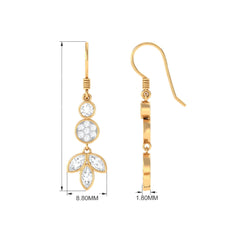 1.75 CT Marquise and Round Cut Moissanite Leaf Dangle Earrings