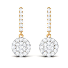 Minimal Moissanite Dangle Earrings in Pave Setting