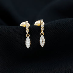 Certified Moissanite Leaf Dangle Drop Earrings
