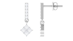 3/4 CT Contemporary Moissanite Dangle Earrings