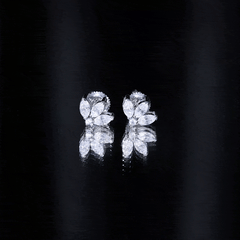Certified Moissanite Lotus Flower Stud Earring