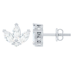 Certified Moissanite Lotus Flower Stud Earring
