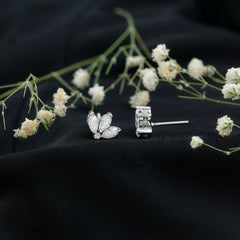 Certified Moissanite Lotus Flower Stud Earring