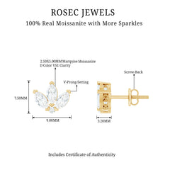 Certified Moissanite Lotus Flower Stud Earring
