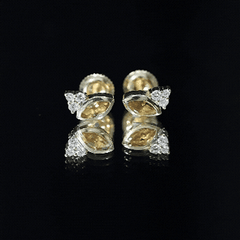 Bezel Set Citrine Marquise Stud Earrings with Diamonds