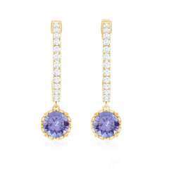Natural 1 Carat Tanzanite Drop Hoop Earrings with Diamond