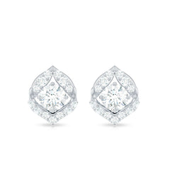 Nature Inspired Diamond Leaf Earrings with Screw Back