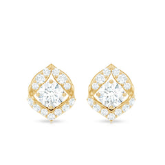 Nature Inspired Diamond Leaf Earrings with Screw Back