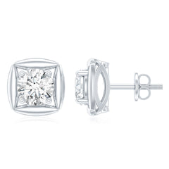 5 MM Round Lab Grown Diamond Stud Earrings With Screw Back