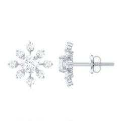 Certified Lab Grown Diamond Snowflake Stud Earrings