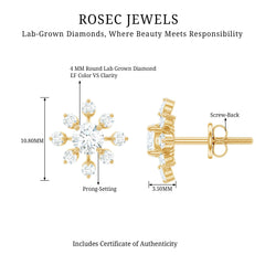 Certified Lab Grown Diamond Snowflake Stud Earrings